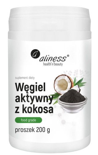 Aliness WĘGIEL AKTYWNY Z KOKOSA "FOOD GRADE" trawienie jelita proszek 200 g