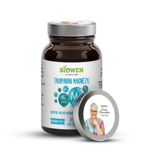 Taurynian magnezu Witamina B6 100 kapsułek Biowen