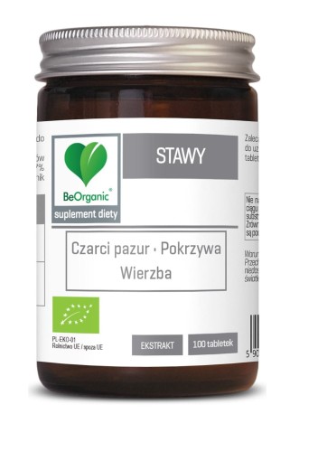 BeOrganic Stawy BIO 400mg CZARCI PAZUR pokrzywa wierzba 100 tabletek