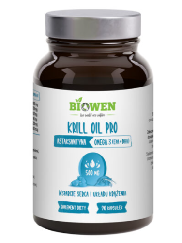 Krill Oil Pro olej z kryla DHA EPA astaksantyna Omega 3 Biowen 90 kapsułek