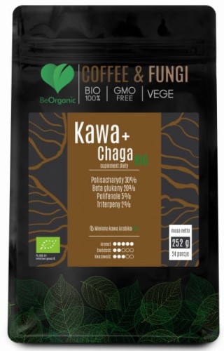 Kawa Arabica z ekstraktem Chaga BIO – naturalne wsparcie odporności i energii. 252g BeOrganic