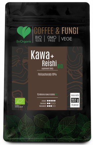 Kawa Arabica z Reishi – odporność, zdrowie serca i wsparcie równowagi emocjonalnej, BeOrganic 252g
