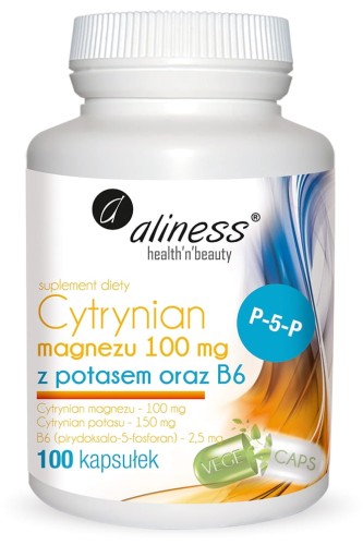 Cytrynian magnezu z potasem i B6 – wsparcie dla mięśni, nerwów i metabolizmu. Aliness 100kaps
