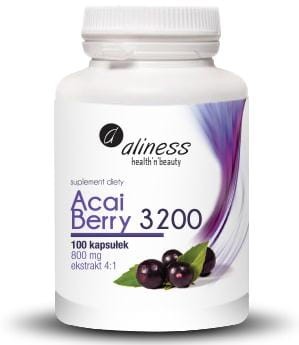 Jagody Acai z witaminą C i chromem – wspiera zdrowy metabolizm, kapsułki vege. Aliness 100kaps