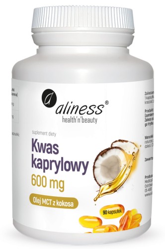 Kwas kaprylowy kwas kaprylowy C8, wsparcie dla sportowców i osób na keto. Aliness 90 kaps