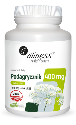 Podagrycznik 400mg - zdrowa wątroba, nerki i przewód pokarmowy. Aliness 100 kaps.
