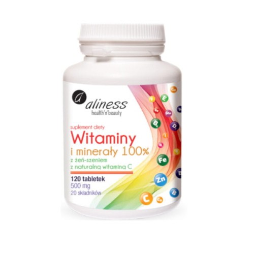 Witaminy i Minerały 100% - wsparcie organizmu przez cały rok. Aliness 120 tabl.