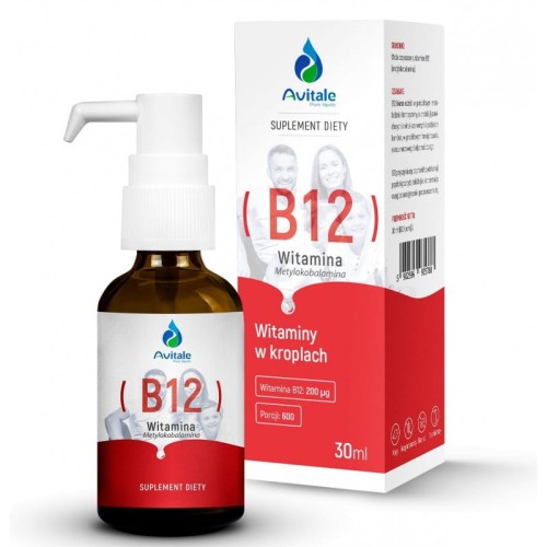 Witamina B12 200 µg - najlepsza biologicznie aktywna B12 dla energii i zdrowia układu nerwowego. Avitale 30ml