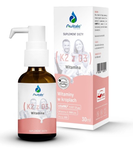 Witamina K2 i D3- wspiera kości, odporność, wysokie dawki. Avitale 30ml