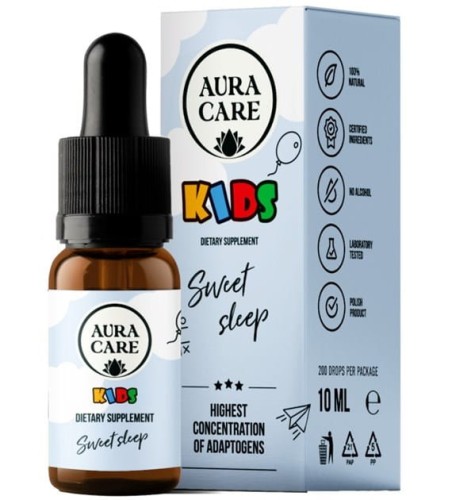 SŁODKI SEN Aura Care KIDS 10ml Adaptogeny melisa lekarska nagietek