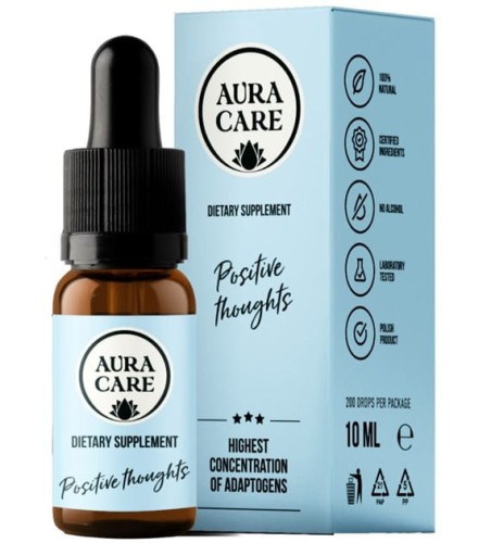 Adaptogeny POZYTYWNE MYŚLI Aura Care 10ml REDUKCJA STRESU POPRAWA NASTROJU