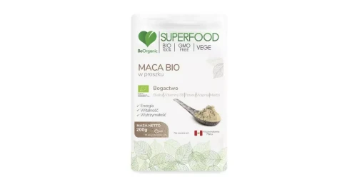 BeOrganic Maca BIO 200g – Wegański proszek z korzenia maca, poprawa aktywności fizycznej i umysłowej
