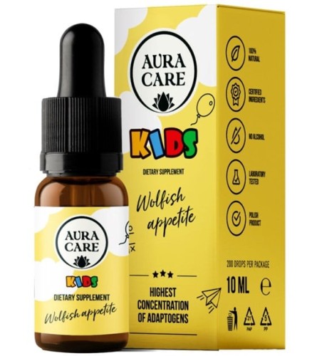 Aura Care Kids „Wilczy Apetyt” 10 ml – naturalne wsparcie apetytu dla dzieci: anyż, lukrecja, kozieradka, pieprz