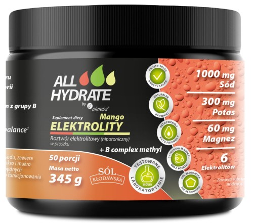 Aliness Elektrolity Mango B complex B6 B12 niacyna nawodnienie 354g