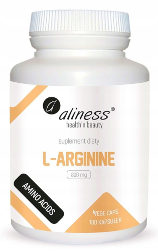 L-arginina 800mg CIŚNIENIE KRWI TLENEK AZOTU ENERGIA 100 kaps Aliness