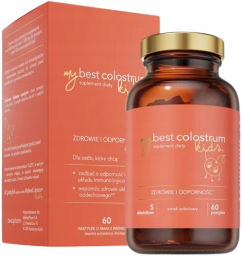 MyBest Colostrum Kids wiśniowe INFEKCJE ODPORNOŚĆ 60 pastylek MyBestPharm