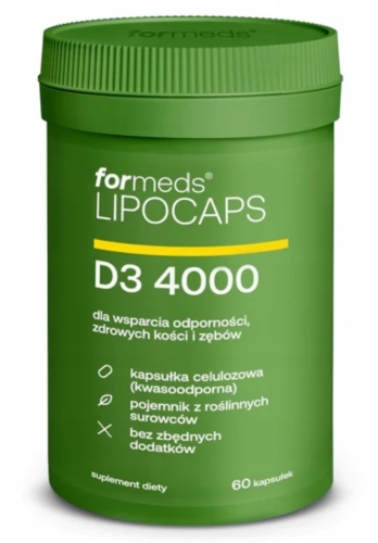 Lipocaps D3 4000 Witamina D3 WSPIERA KOŚCI ZĘBY 60 kapsułek ForMeds