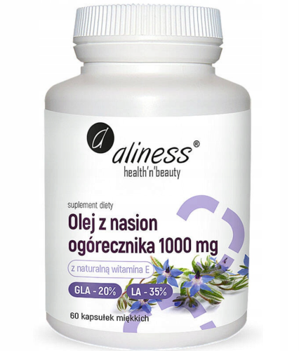 Olej z nasion ogórecznika OMEGA 6 WITAMINA E 100 kapsułek Aliness