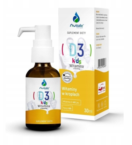 Krople Witamina KIDS D3 400 ZDROWIE ZDROWE ZĘBY 30 ml Avitale