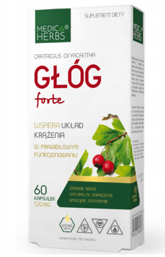 Głóg forte ZDROWE SERCE KRĄŻENIE UKŁAD MOCZOWY Medica Herbs 60 kapsułek