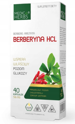 Berberyna HCL NA CHOLESTEROL CUKRZYCA Medica Herbs 60 kapsułek
