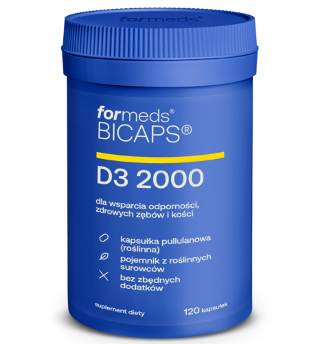 Witamina SŁONECZNA D3 2000 NA ZDROWE KOŚCI ZĘBY For BICAPS
