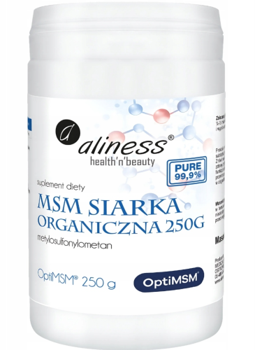 MSM proszek ZDROWE STAWY WŁOSY REGENERACJA 250g Aliness