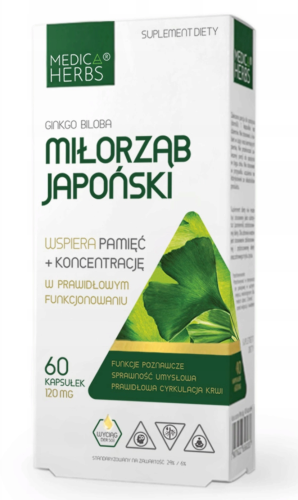 Miłorząb japoński ginko biloba - pamięć koncentracja Medica Herbs 60 kaps