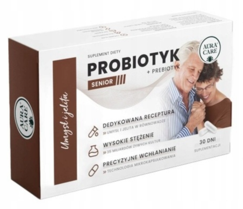 Probiotyk SENIOR NA UMYSŁ I ZDROWE JELITA 30 kapsułek  Aura Care