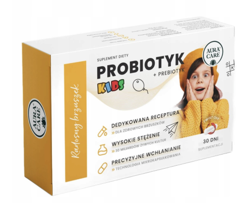 Probiotyk KIDS dla dzieci RADOSNY BRZUSZEK  30 kapsułek Aura Care