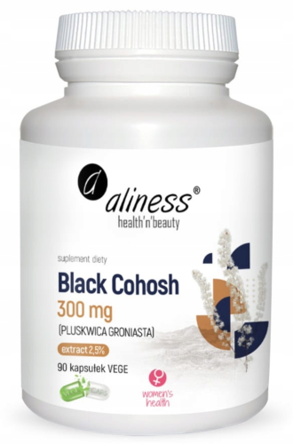 Black Cohosh POLUSKWICA GRONIASTA NA MENOPAUZE 90 kapsułek Aliness