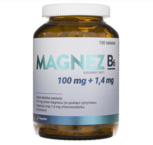 Magnez B6 NA STRES SKÓRCZE MIĘŚNI I ZMĘCZENIE 150 tabletek Hauster