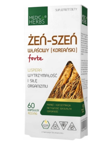 Żeń szeń koreański forte WYTRZYMAŁOŚĆ WITALNOŚĆ Medica Herbs 60 kapsułek