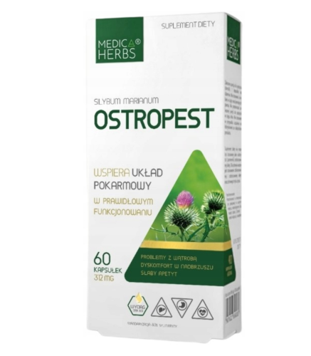 Ostropest NA WĄTROBĘ TRAWIENIE Medica Herbs 60 kapsułek