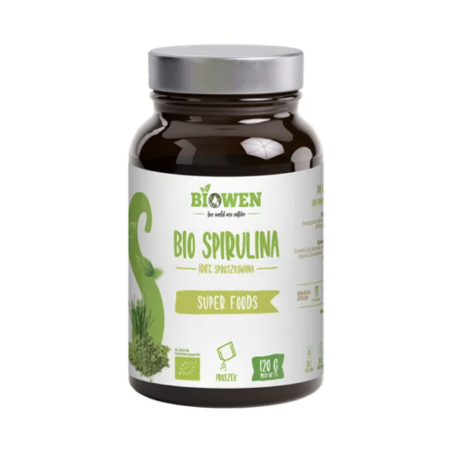 Spirulina – oczyszcza z toksyn, wspiera zdrowie skóry, włosów i paznokci. Biowen 120g