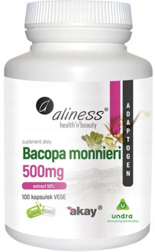 Bacopa Monnireni 500mg NA KONCENTRACJE I PAMIĘĆ 100 kapsułek Aliness