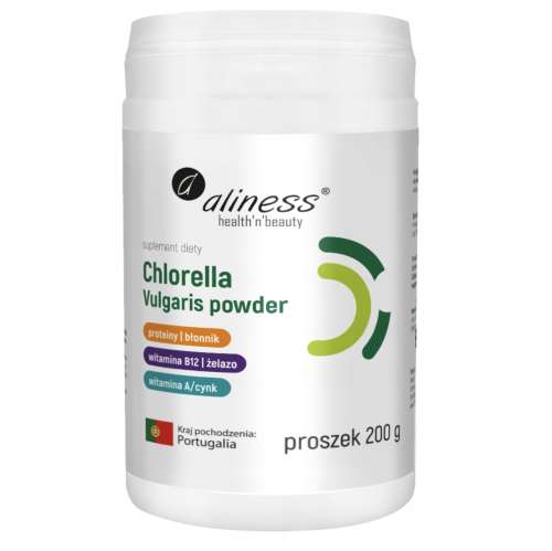 Chlorella Vulgaris proszek NA ODPORNOŚĆ I ZMĘCZENIE 200g Aliness