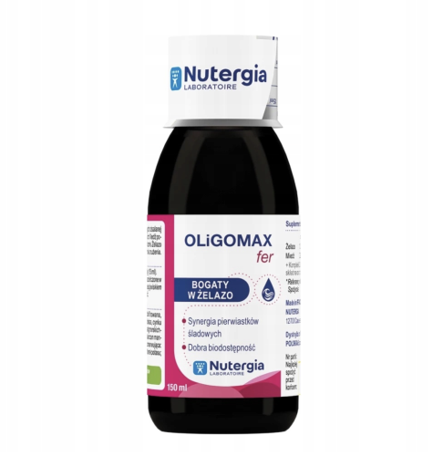 OLIGOMAX Fer MIEDŹ ŻELAZO NA ANEMIE I OSŁABIENIE 150ml Nutergia