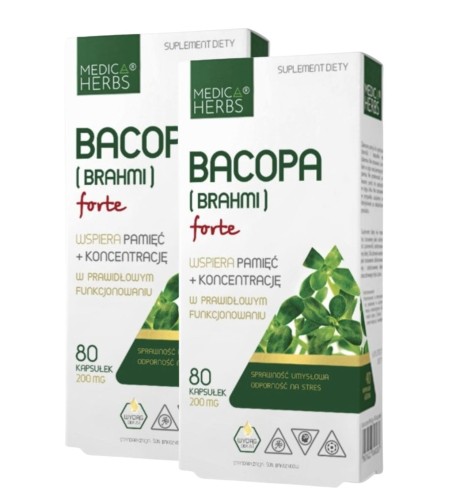 2x Bacopa Monnieri Forte FUNKCJE POZNAWCZE 160 kapsułek Medica Herbs