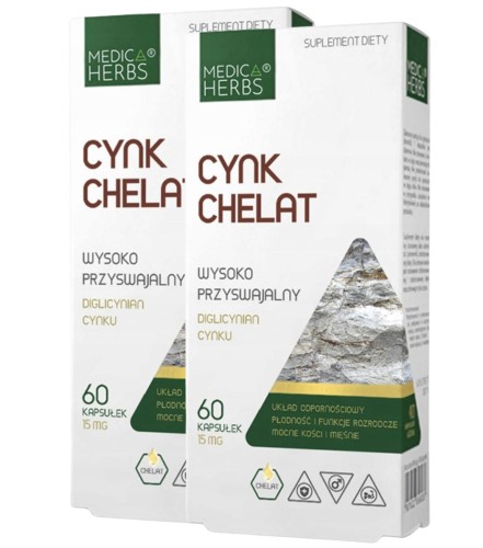 2x Cynk chelatowany - odporność Medica Herbs 120 kapsułek