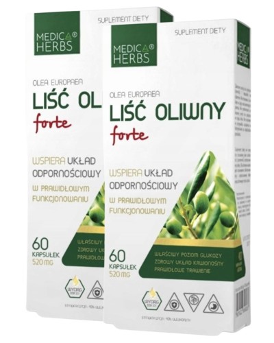 2x Liść oliwny NA TRAWIENIE 120 kapsułek Medica Herbs