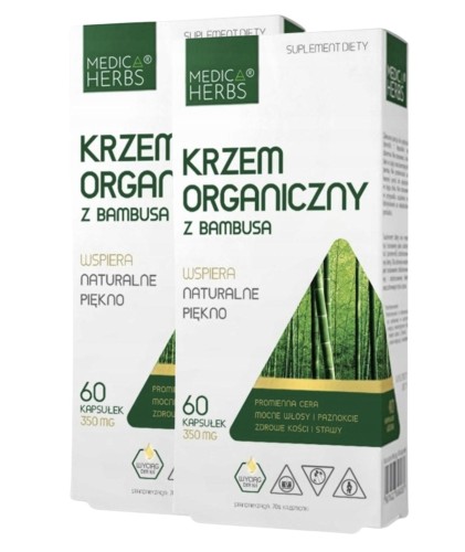 2x Krzem organiczny z bambusa NA WŁOSY Medica Herbs 120 kapsułek.