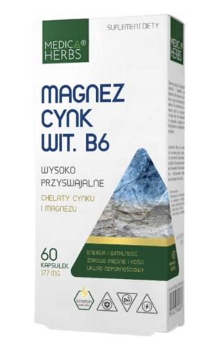 Magnez Cynk Witamina B6 UCZUCIE ZMĘCZENIA I ZNUŻENIA Medica Herbs