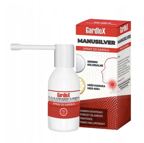 Gardlox MANUSILVER MANUKA SREBRO Spray NA BÓL GARDŁA 30ml