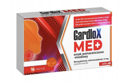 Gardlox MED pomarańcza-miód pastylki do ssania NA OSTRY BÓL GARDŁA 16 past.
