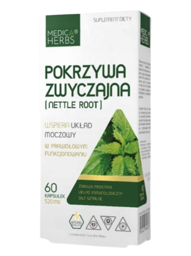 Pokrzywa zwyczajna WSPARCIE PROSTATY, UKŁADU MOCZOWEGO Medica Herbs 60 kapsułek