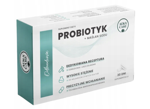 Probiotyk ODBUDOWA NA TRAWIENIE I ZDROWE JELITA 30 kapsułek Aura Care