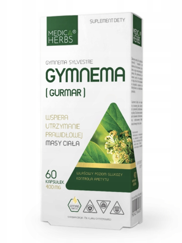 Gymnea GURMAR PRAWIDŁOWY POZIOM CUKRU I KONTROLA APETYTU Medica Herbs 60 kapsułek