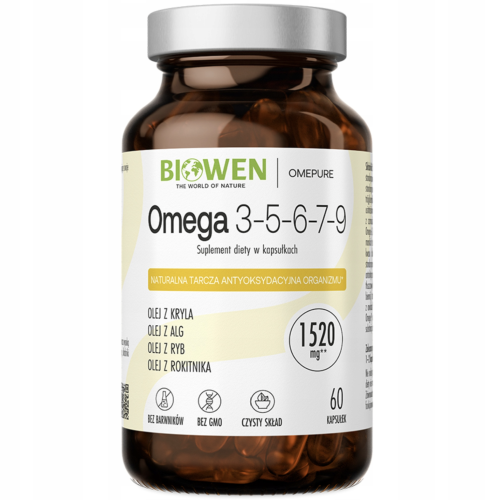 Omega 3-5-6-7-9 SZEROKIE SPEKTRUM LIPIDÓW 60 kapsułek Biowen