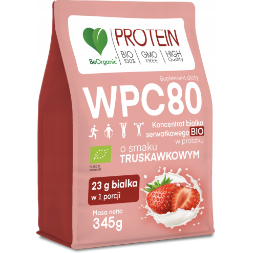 Odżywka białkowa serwatkowa TRUSKAWKA 345g BeOrganic